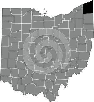 Location map of the Ashtabula County of Ohio, USA