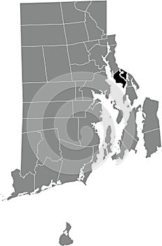 Location map of the Barrington of Rhode Island, USA