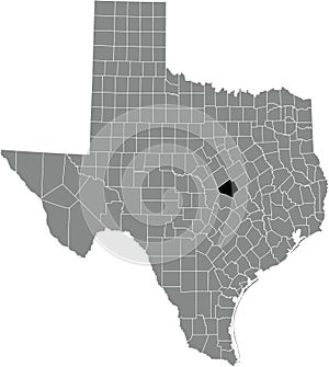 Location map of the Bell County of Texas, USA