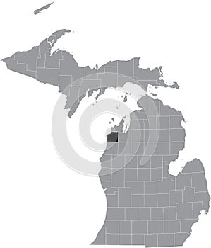 Location map of the Benzie County of Michigan, USA