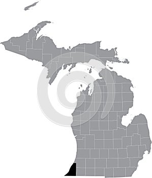 Location map of the Berrien County of Michigan, USA