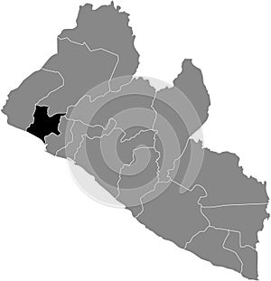 Location map of the Bomi county of Liberia