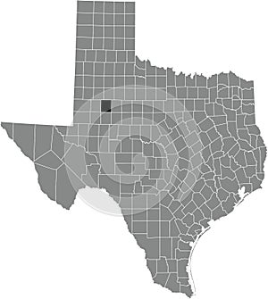 Location map of the Borden County of Texas, USA