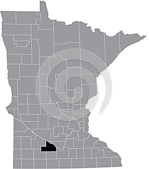 Location map of the Brown County of Minnesota, USA