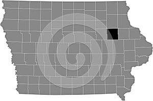 Location map of the Buchanan County of Iowa, USA