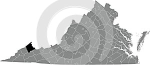 Location map of the Buchanan County of Virginia, USA