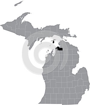 Location map of the Charlevoix County of Michigan, USA