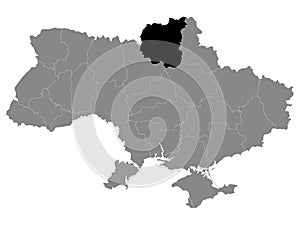 Location Map of Chernihiv Region Oblast