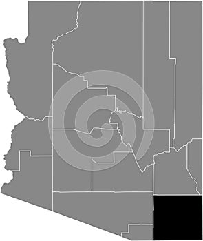 Location map of the Cochise county of Arizona, USA