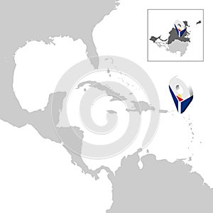 Location Map Collectivity of Saint Martin on map  Central America. 3d Saint Martin flag map marker location pin. High quality map