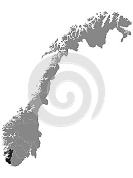 Location Map of County Rogaland