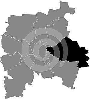 Location map of the East Ost district of Leipzig, Germany