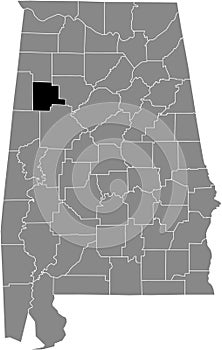 Location map of the Fayette county of Alabama, USA