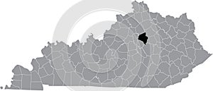 Location map of the Fayette County of Kentucky, USA