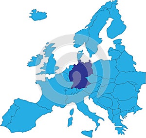 Location map of the FEDERAL REPUBLIC OF GERMANY, EUROPE