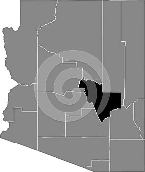 Location map of the Gila county of Arizona, USA