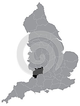 Location Map of Gloucestershire Ceremonial County Lieutenancy Area