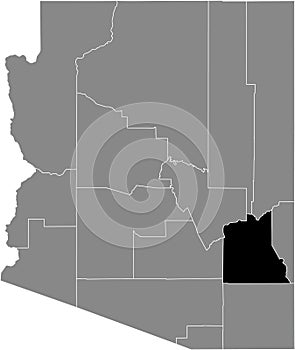 Location map of the Graham county of Arizona, USA