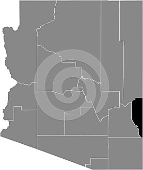 Location map of the Greenlee county of Arizona, USA