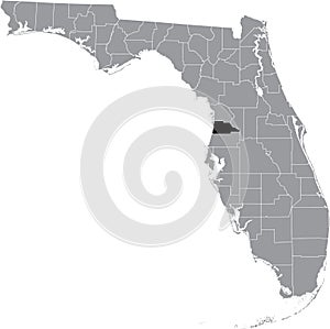 Location map of the Hernando county of Florida, USA