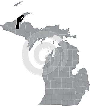 Location map of the Houghton County of Michigan, USA