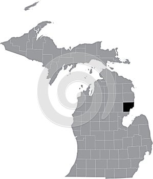 Location map of the Iosco County of Michigan, USA