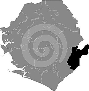 Location map of the Kailahun district of Sierra Leone