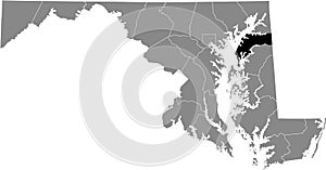 Location map of the Kent County of Maryland, USA