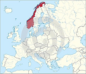 Location map of the KINGDOM OF NORWAY, EUROPE