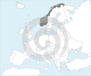 Location map of the KINGDOM OF NORWAY, EUROPE