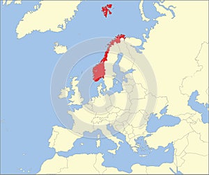 Location map of the KINGDOM OF NORWAY, EUROPE