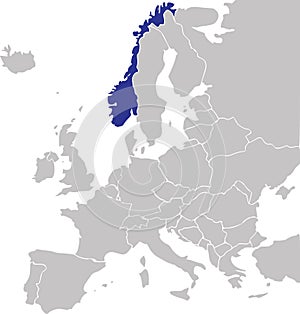 Location map of the KINGDOM OF NORWAY, EUROPE