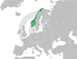 Location map of the KINGDOM OF NORWAY, EUROPE