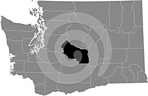 Location map of the Kittitas County of Washington, USA