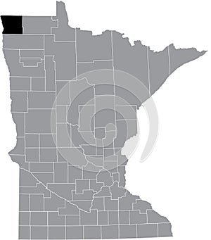 Location map of the Kittson County of Minnesota, USA