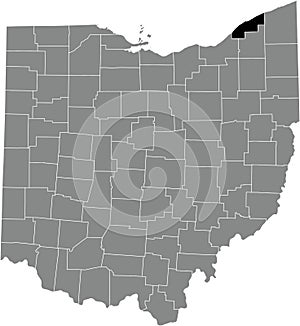 Location map of the Lake County of Ohio, USA