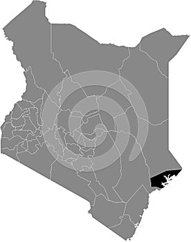 Location map of the Lamu county of Kenya