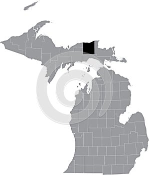 Location map of the Luce County of Michigan, USA