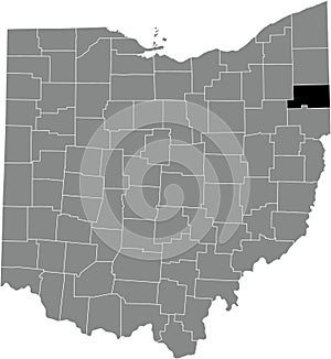 Location map of the Mahoning County of Ohio, USA