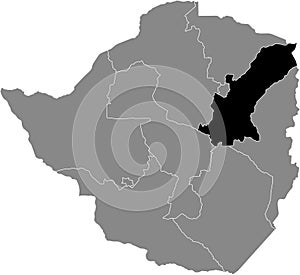 Location map of the Mashonaland East province of Zimbabwe photo