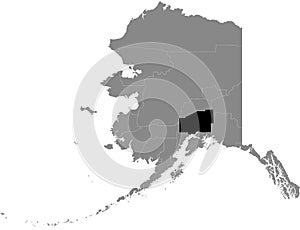 Location map of the Matanuska-Susitna borough of Alaska, USA