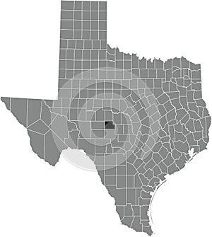 Location map of the Menard County of Texas, USA