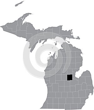 Location map of the Midland County of Michigan, USA