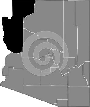 Location map of the Mohave county of Arizona, USA