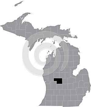 Location map of the Montcalm County of Michigan, USA