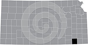 Location map of the Montgomery County of Kansas, USA