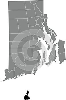Location map of the New Shoreham of Rhode Island, USA
