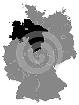 Location Map of Niedersachsen Federal State