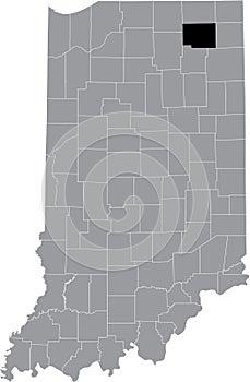 Location map of the Noble County of Indiana, USA