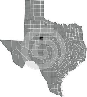 Location map of the Nolan County of Texas, USA
